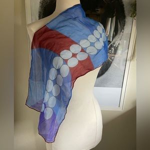 Vintage 90s Vera blue and red abstract silky scarf 12x43”
Nautical multiway